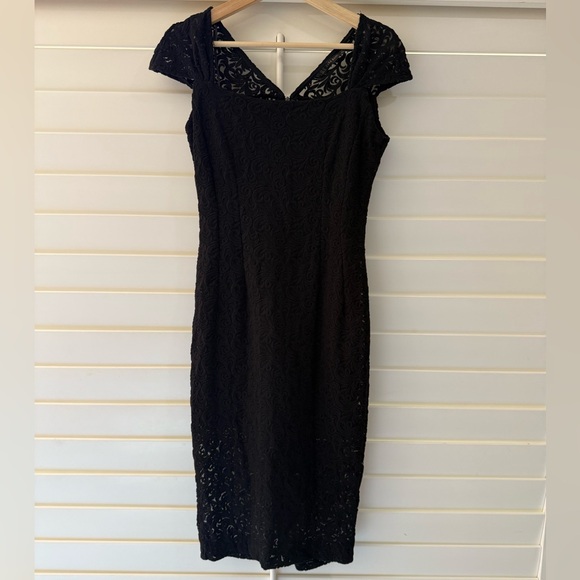 Zara Dresses & Skirts - Zara Black Sheath Midi Dress Sweetheart Neckline